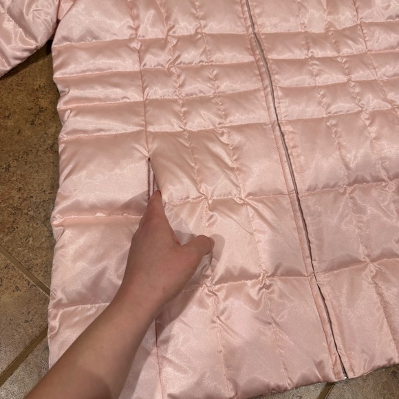 Lands End Women Down Puffer Parka Jacket L Large 14-16 Quilted Blush Baby Pink - Picture 8 of 11